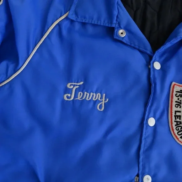 VTG 70S Macarthur Sports Blue St.Thomas Baronet Shoes Playoff Champs 75-76 Coat - Picture 11 of 16